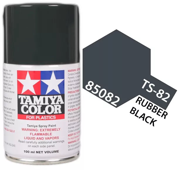 Tamiya TS-82 Black Rubber Lacquer Spray Paint, 100ml product photo