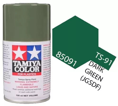 Tamiya TS-91 Dark Green (JGSDF) Lacquer Spray Paint, 100ml product photo