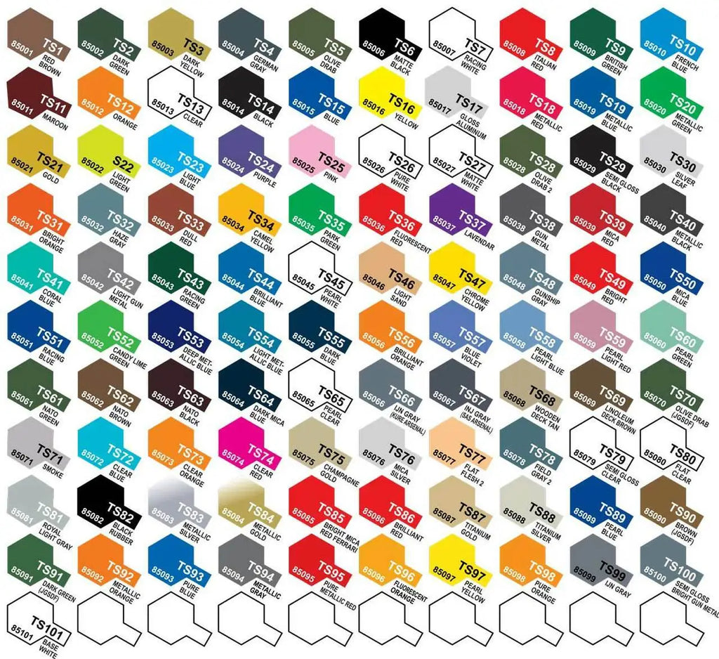 Tamiya TS-77 Flat Flesh 2 Lacquer Spray Paint, 100ml color chart