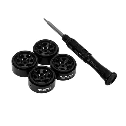 0.7" 6-Spoke Aluminum D18 Wheels (4) Black