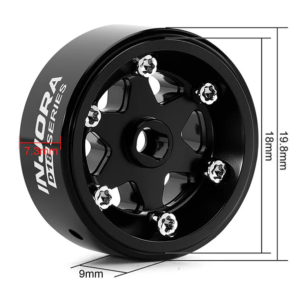 0.7" 6-Spoke Aluminum D18 Wheels (4) Black