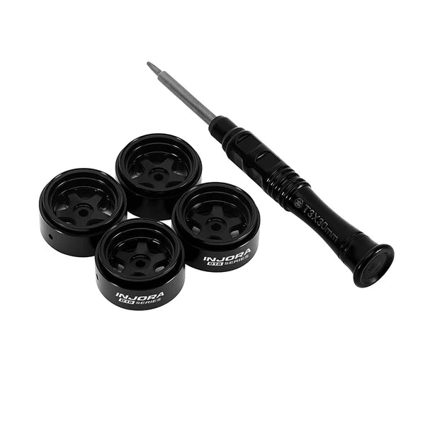 0.7" 5-Spoke Aluminum D18 Wheels (4) Black