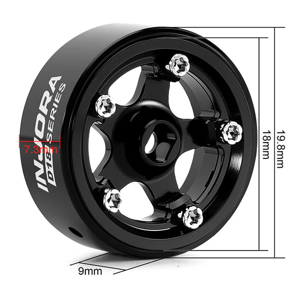 0.7" 5-Spoke Aluminum D18 Wheels (4) Black