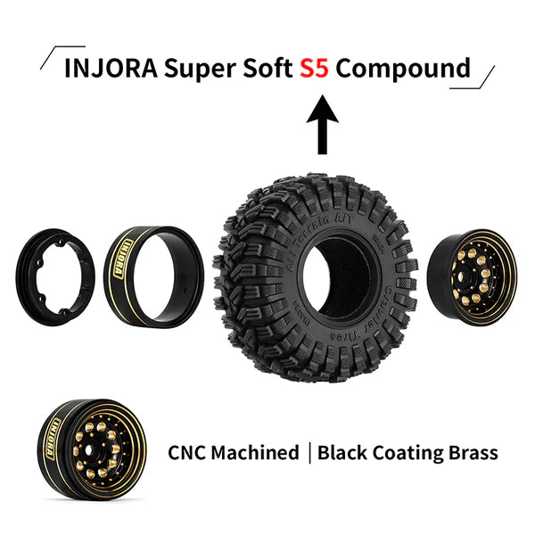 1.0" 58*24mm -2.65mm Offset Brass Wheel Set:  Black