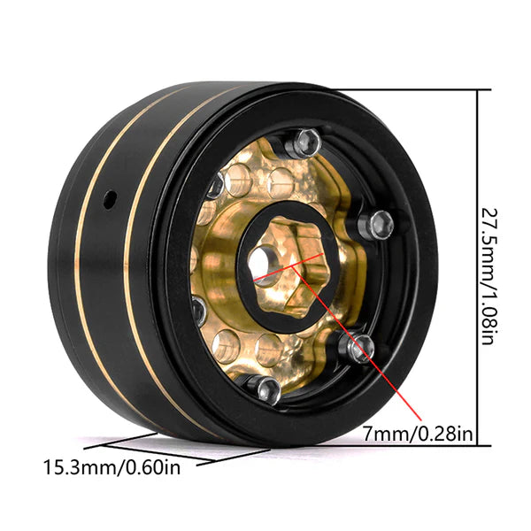 1.0" 39g Brass -2.65mm Offset Wheels Micro Crawlers: Black