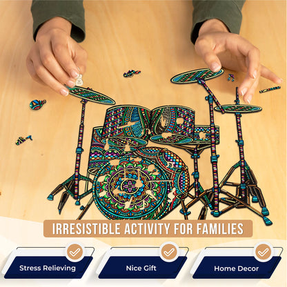 Colorful Drum Set Wooden Puzzle, 200 Pcs