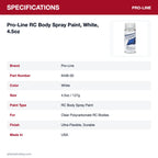 Pro-Line RC Body Spray Paint, White, 4.5oz specifications