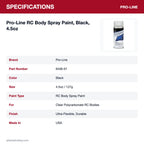 Pro-Line RC Body Spray Paint, Black, 4.5oz specifications