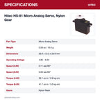 Hitec HS-81 Micro Analog Servo specifications