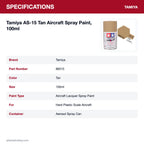 Tamiya AS-15 Tan Aircraft Spray Paint, 100ml specifications