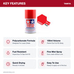 Tamiya PS-2 Red Polycarbonate Spray Paint, 100ml key features