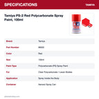 Tamiya PS-2 Red Polycarbonate Spray Paint, 100ml specifications