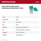 Tamiya PS-54 Cobalt Green Polycarbonate Spray Paint, 100ml specifications