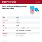 Tamiya PS-3 Light Blue Polycarbonate Spray Paint, 100ml specifications