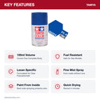 Tamiya PS-4 Blue Polycarbonate Spray Paint, 100ml key features