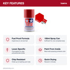 Tamiya PS-15 Metallic Red Polycarbonate Spray Paint, 100ml key features