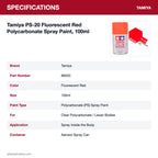 Tamiya PS-20 Fluorescent Red Polycarbonate Spray Paint, 100ml specifications