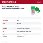 Tamiya PS-21 Park Green Polycarbonate Spray Paint, 100ml specifications