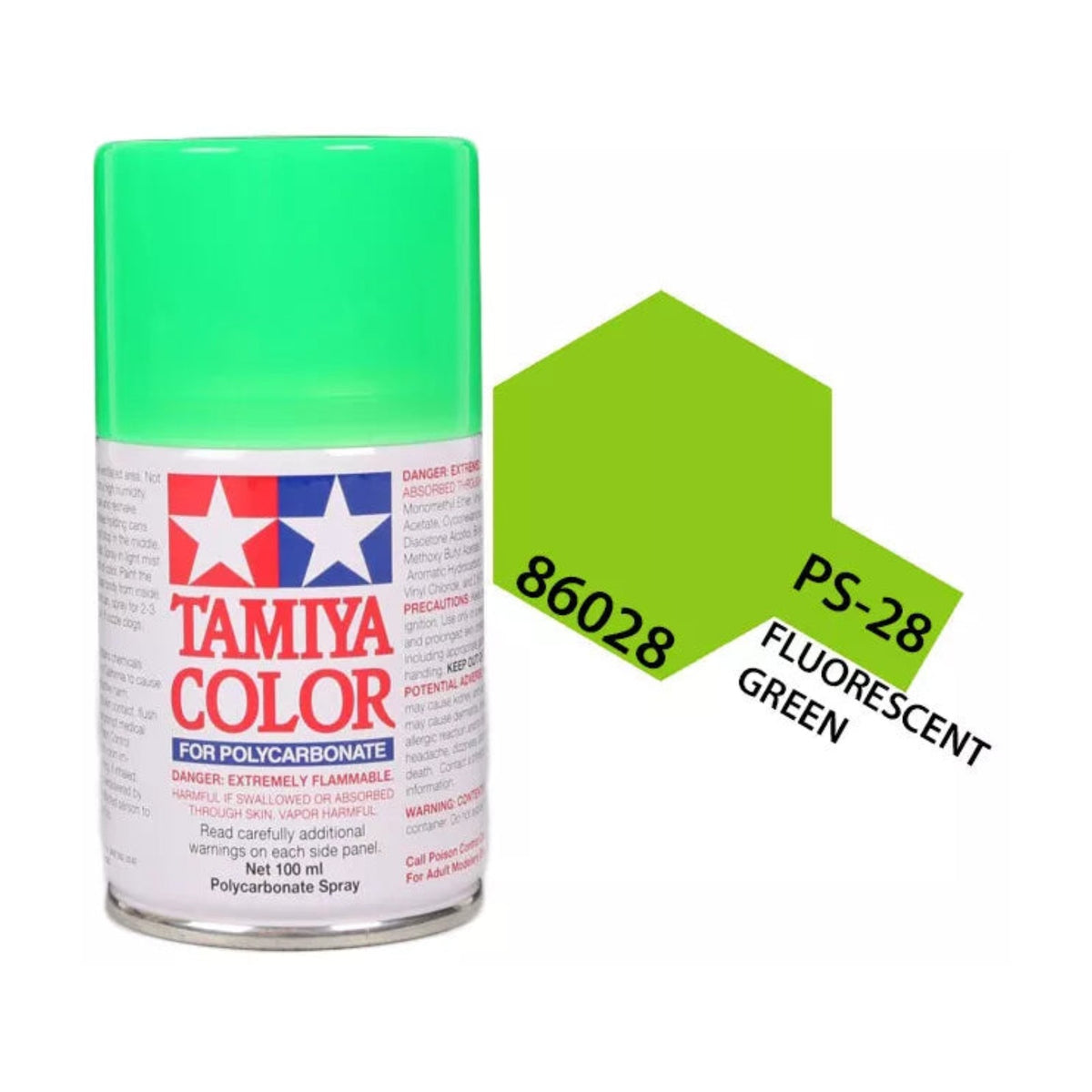 Tamiya PS-28 Fluorescent Green Polycarbonate Spray Paint, 100ml product photo