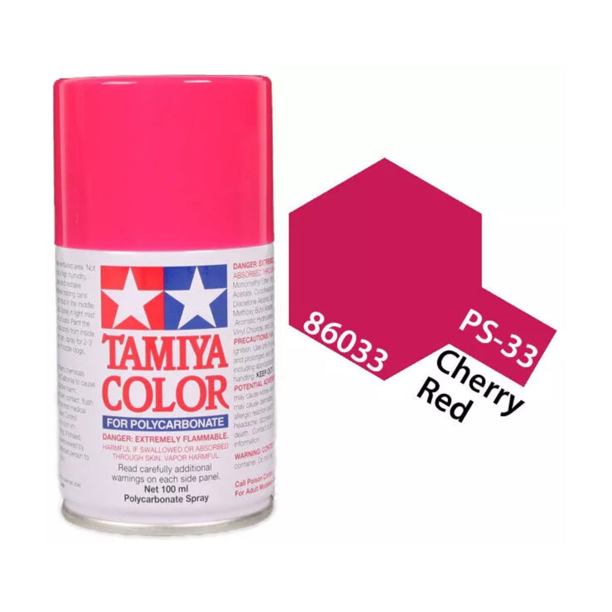 Tamiya PS-33 Cherry Red Polycarbonate Spray Paint, 100ml product photo