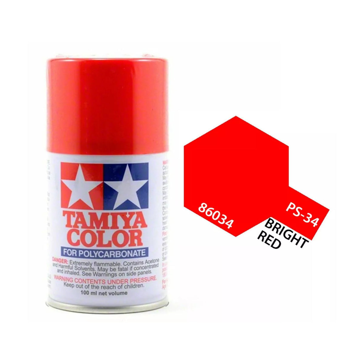Tamiya PS-34 Bright Red Polycarbonate Spray Paint, 100ml product photo