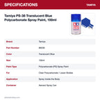 Tamiya PS-38 Translucent Blue Polycarbonate Spray Paint, 100ml specifications