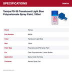 Tamiya PS-39 Translucent Light Blue Polycarbonate Spray Paint, 100ml specifications