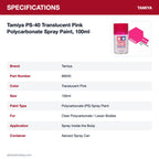 Tamiya PS-40 Translucent Pink Polycarbonate Spray Paint, 100ml specifications