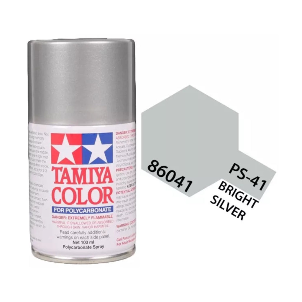 Tamiya PS-41 Bright Silver Polycarbonate Spray Paint, 100ml product photo