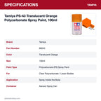 Tamiya PS-43 Translucent Orange Polycarbonate Spray Paint, 100ml specifications