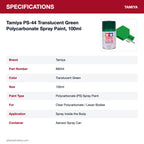 Tamiya PS-44 Translucent Green Polycarbonate Spray Paint, 100ml specifications