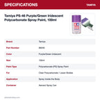 Tamiya PS-46 Purple/Green Iridescent Polycarbonate Spray Paint, 100ml specifications