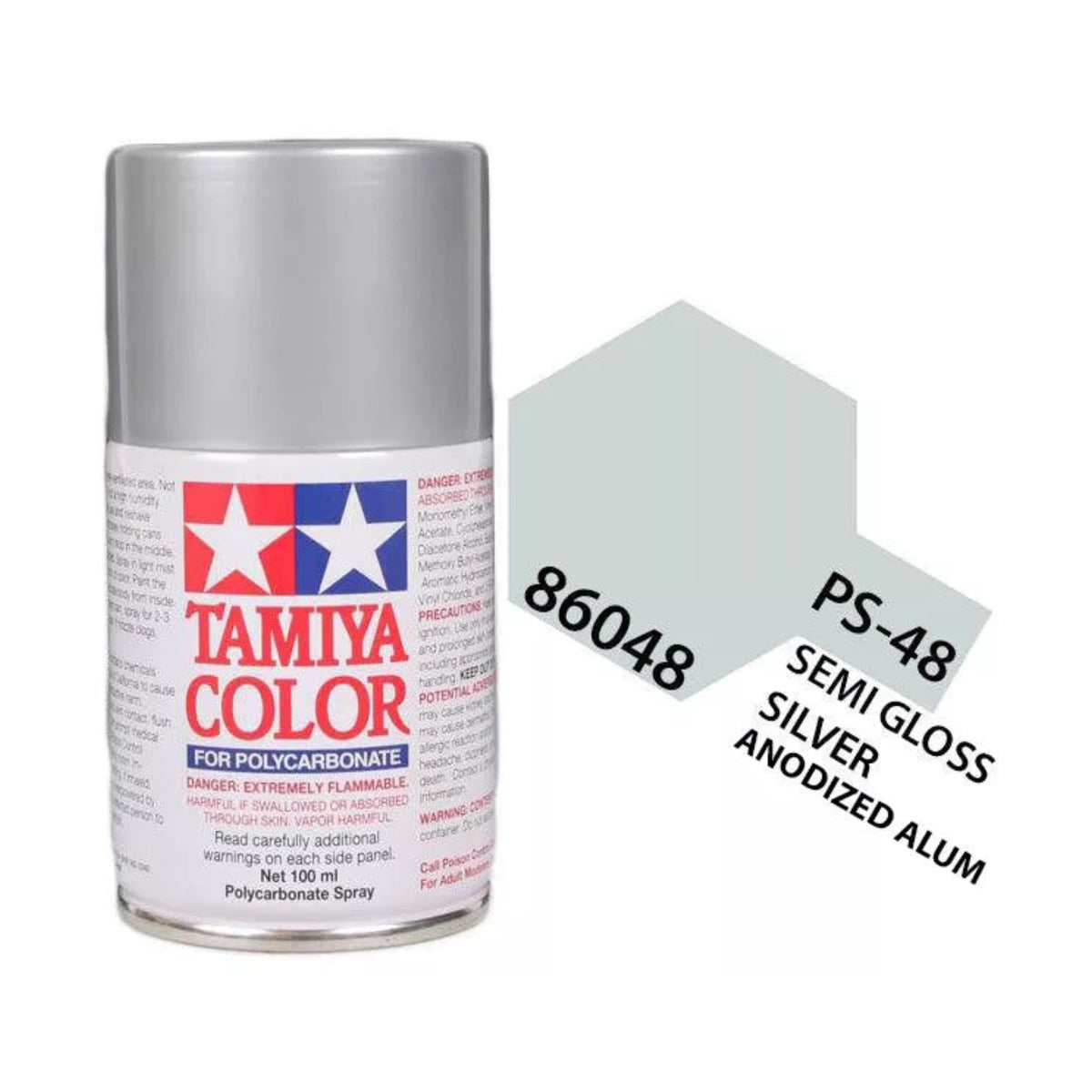 Tamiya PS-48 Metallic Silver Polycarbonate Spray Paint, 100ml product photo
