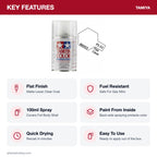 Tamiya PS-55 Flat Clear Polycarbonate Spray Paint, 100ml key features