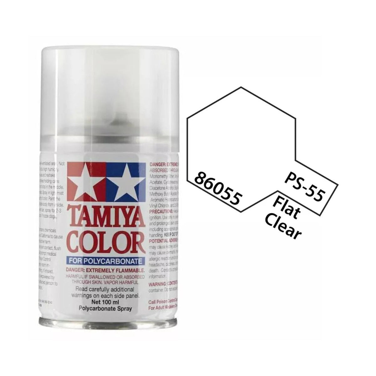 Tamiya PS-55 Flat Clear Polycarbonate Spray Paint, 100ml product photo