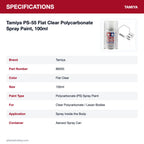 Tamiya PS-55 Flat Clear Polycarbonate Spray Paint, 100ml specifications
