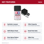 Tamiya TS-63 NATO Black Lacquer Spray Paint, 100ml key features