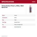 Tamiya Surface Primer L, White, 180ml Spray Can specifications