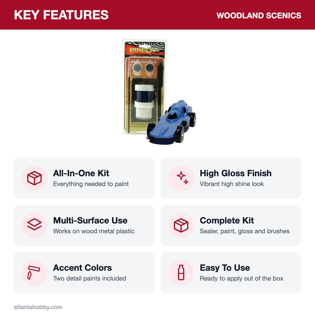 Woodland Scenics Pine Car Complete Paint System, Cool Blue key features