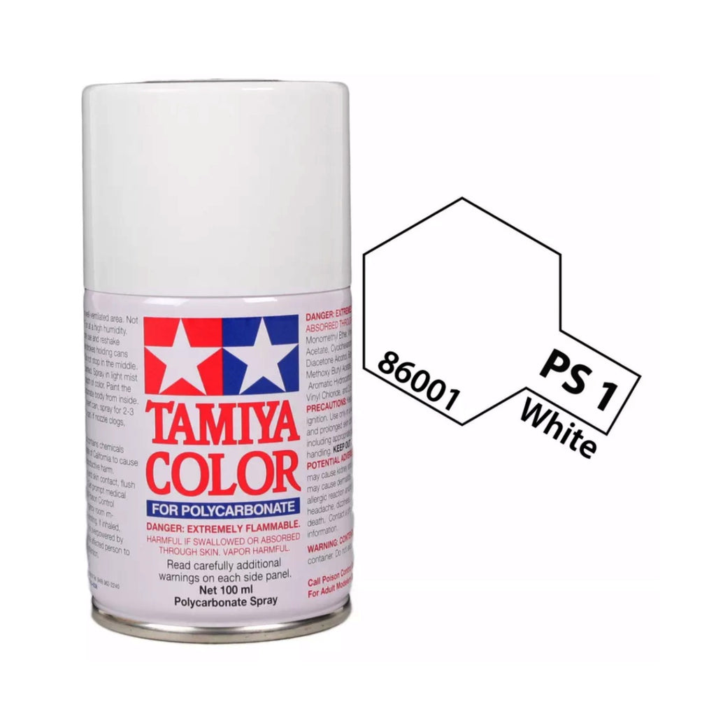 Tamiya PS-1 White Polycarbonate Spray Paint, 100ml product photo
