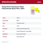 Tamiya PS-27 Fluorescent Yellow Polycarbonate Spray Paint, 100ml specifications