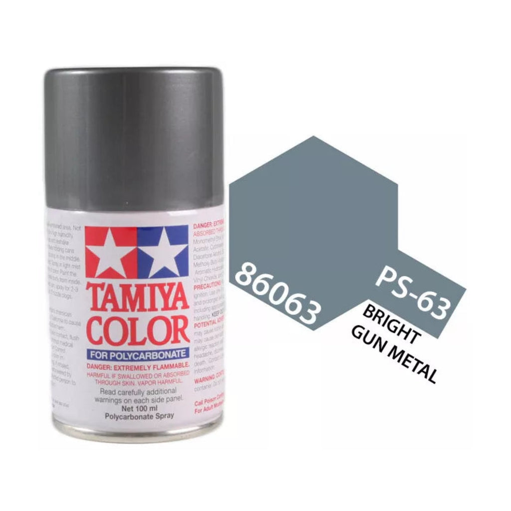 Tamiya PS-63 Bright Gun Metal Polycarbonate Spray Paint, 100ml product photo