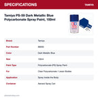 Tamiya PS-59 Dark Metallic Blue Polycarbonate Spray Paint, 100ml specifications