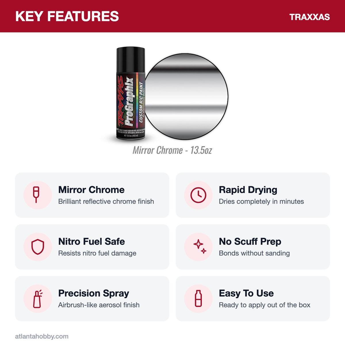 Traxxas ProGraphix Mirror Chrome RC Body Paint, 13.5oz key features