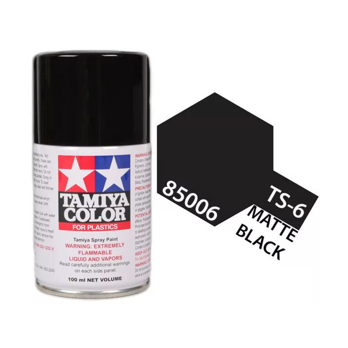 Tamiya TS-6 Matt Black Lacquer Spray Paint, 100ml product photo