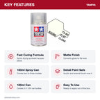 Tamiya TS-80 Flat Clear Lacquer Spray Paint, 100ml key features
