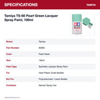 Tamiya TS-60 Pearl Green Lacquer Spray Paint, 100ml specifications