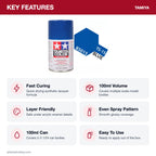 Tamiya TS-15 Blue Lacquer Spray Paint, 100ml key features