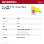 Tamiya TS-16 Yellow Lacquer Spray Paint, 100ml specifications