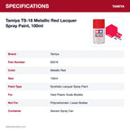 Tamiya TS-18 Metallic Red Lacquer Spray Paint, 100ml specifications